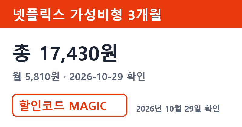 넷플릭스구독할인 겜스고 가성비형 3개월 총 17,430원